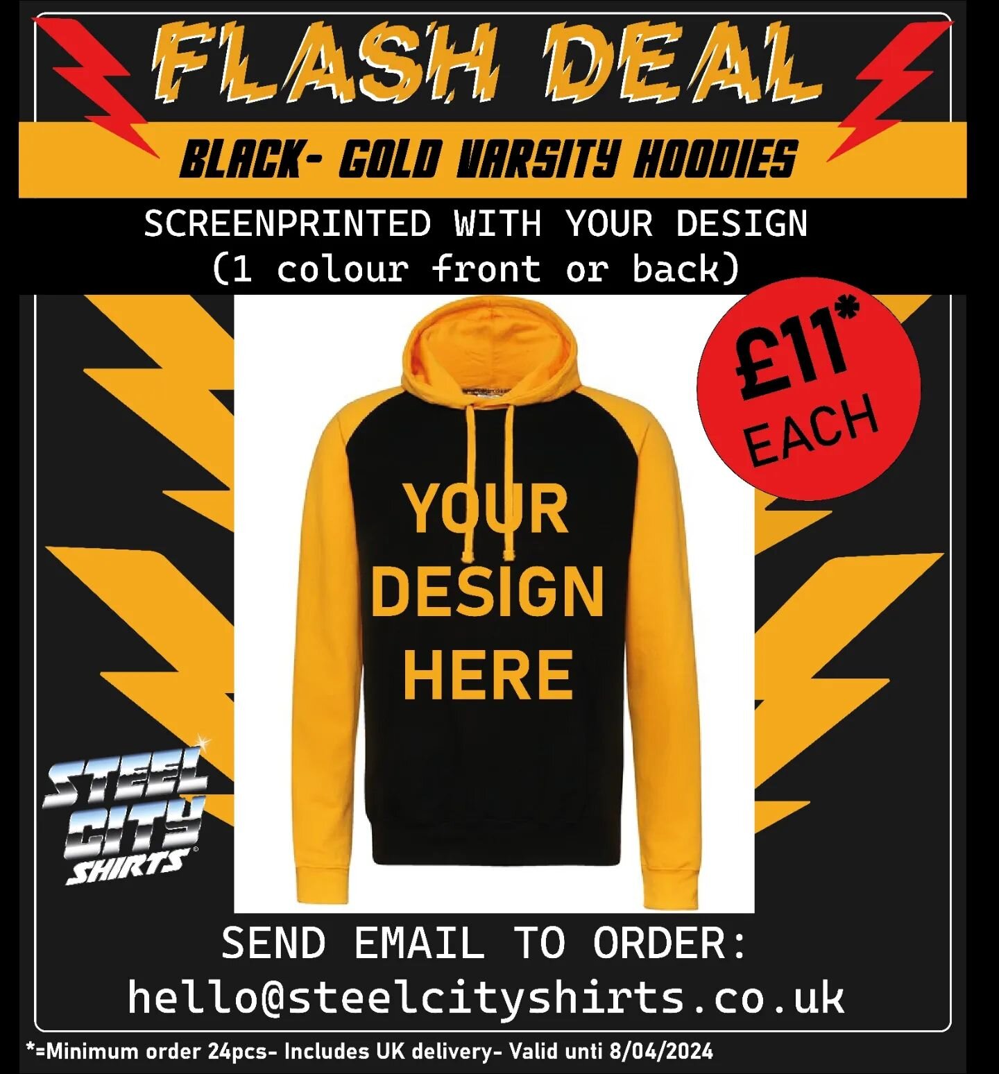 Calling UK businesses/ bands/ clothing brands!

I`m starting some flash deals for screenprinting on selected items- each will be up for just a couple of days⚡⚡⚡

It`s a great chance to grab a bargain, but you need to be quick! 

Here are the first on