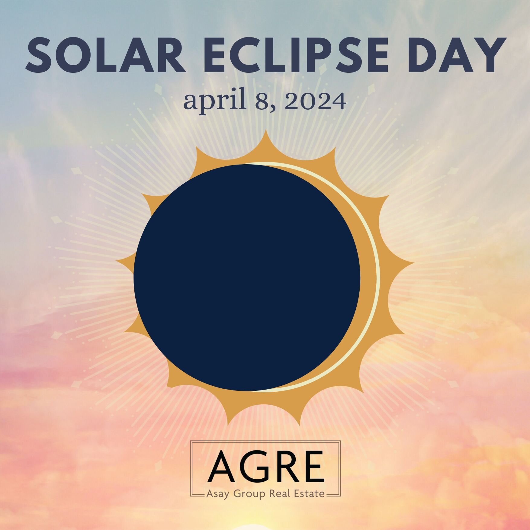 ☀️ Happy Eclipse Day 🌑 The event we have been talking about for months happens today! Book yourself &quot;out of the office&quot; and enjoy this historic event. The eclipse begins at 12:33 p.m. with Totality lasting from 1:40-1:44 p.m. It wraps up c