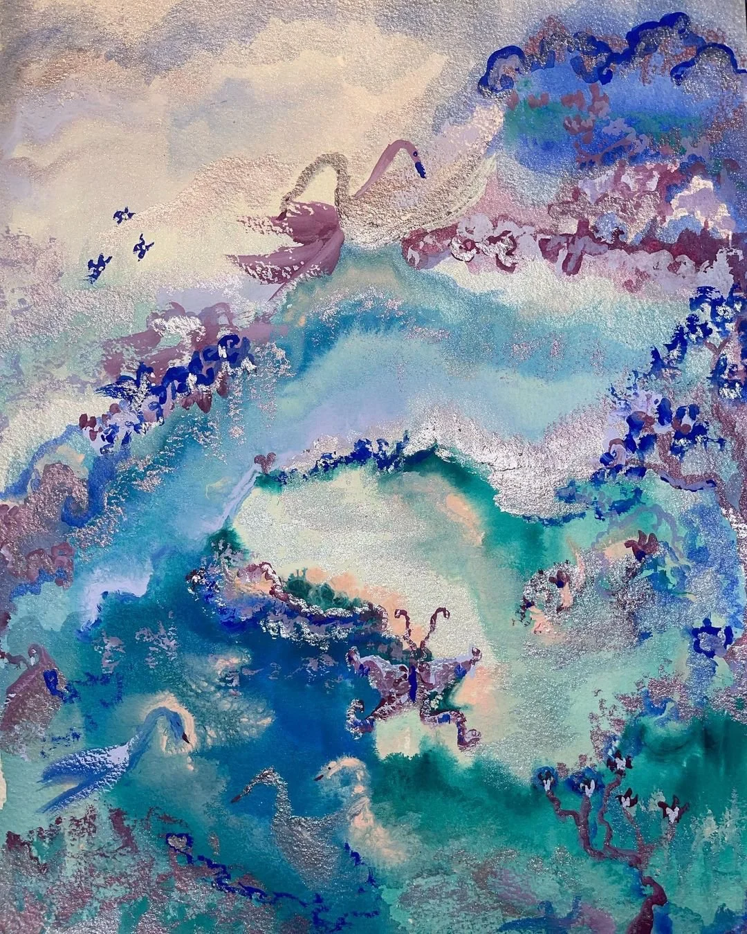 cave of swans, 2022, 10x14 inches