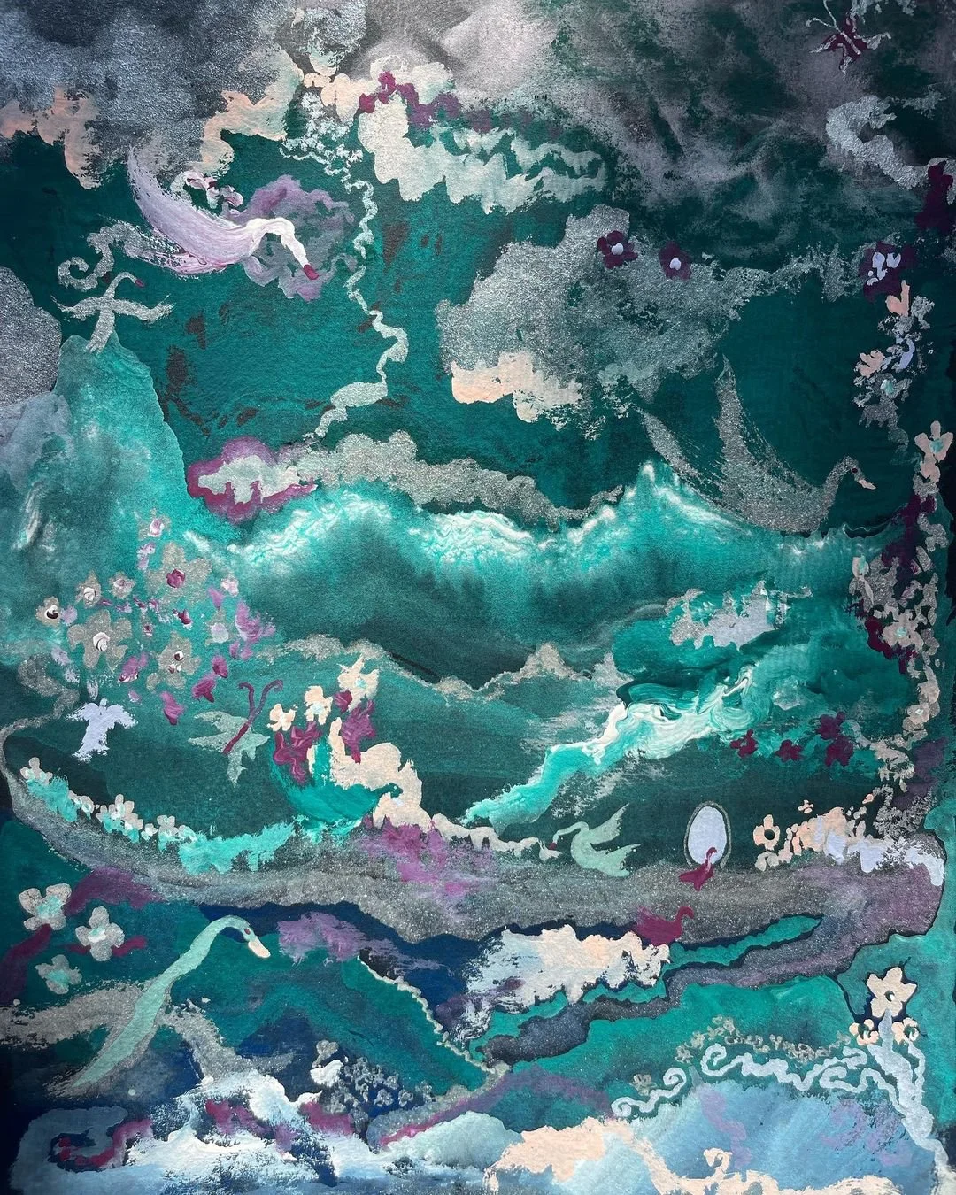 emerald tears, 2022, 9x12 inches