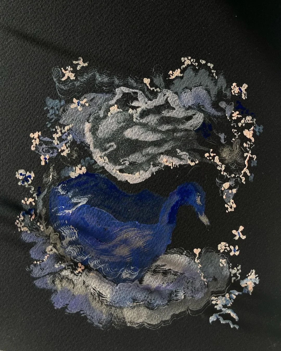 cobalt swan, 2022, 8x10 inches