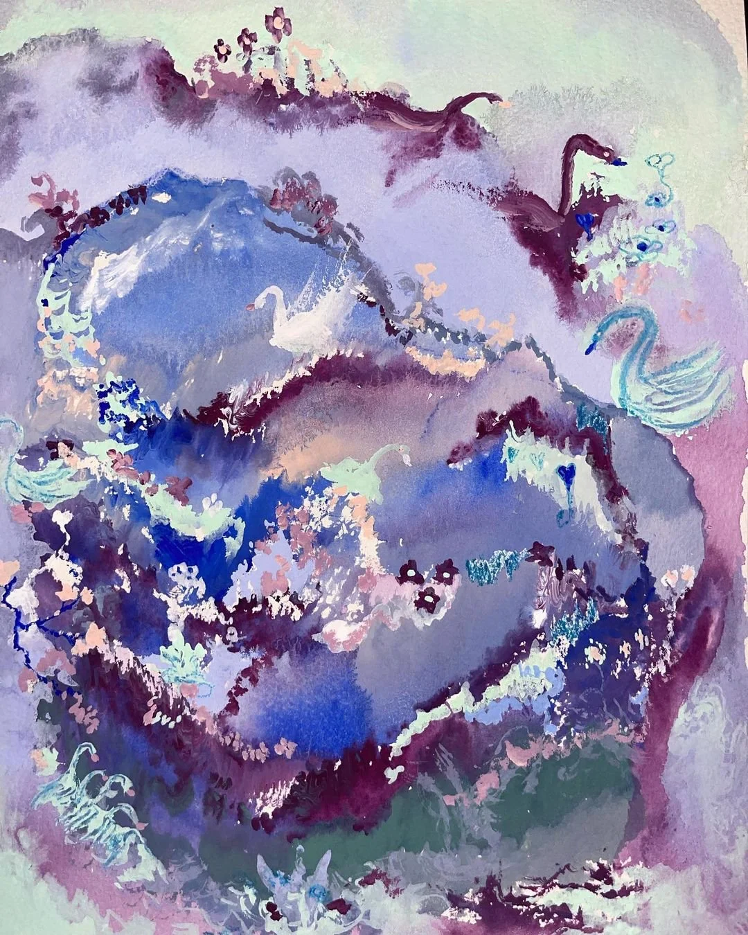 land of swans, 2022, 9x12 inches