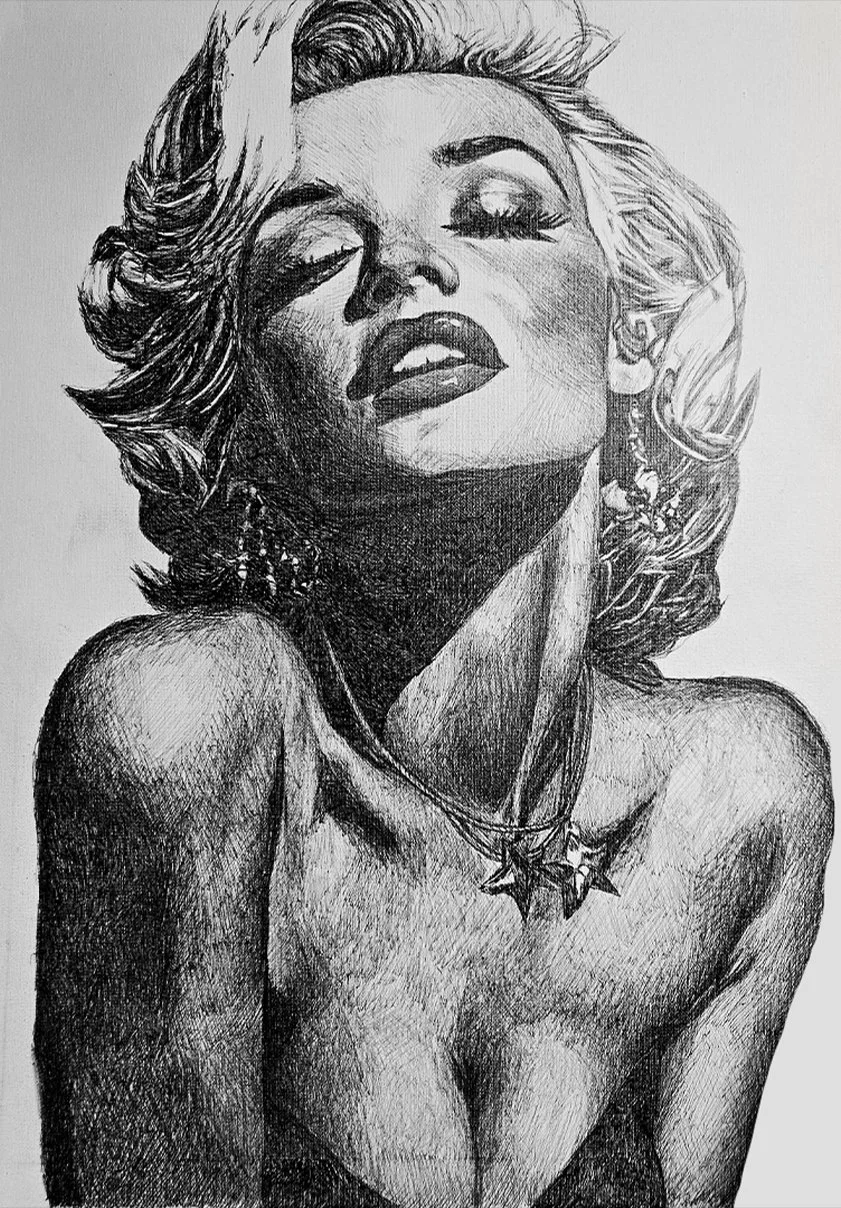 Art Bizarre (the Art of Brett Azar) !Black/White! Marilyn Monroe Homage