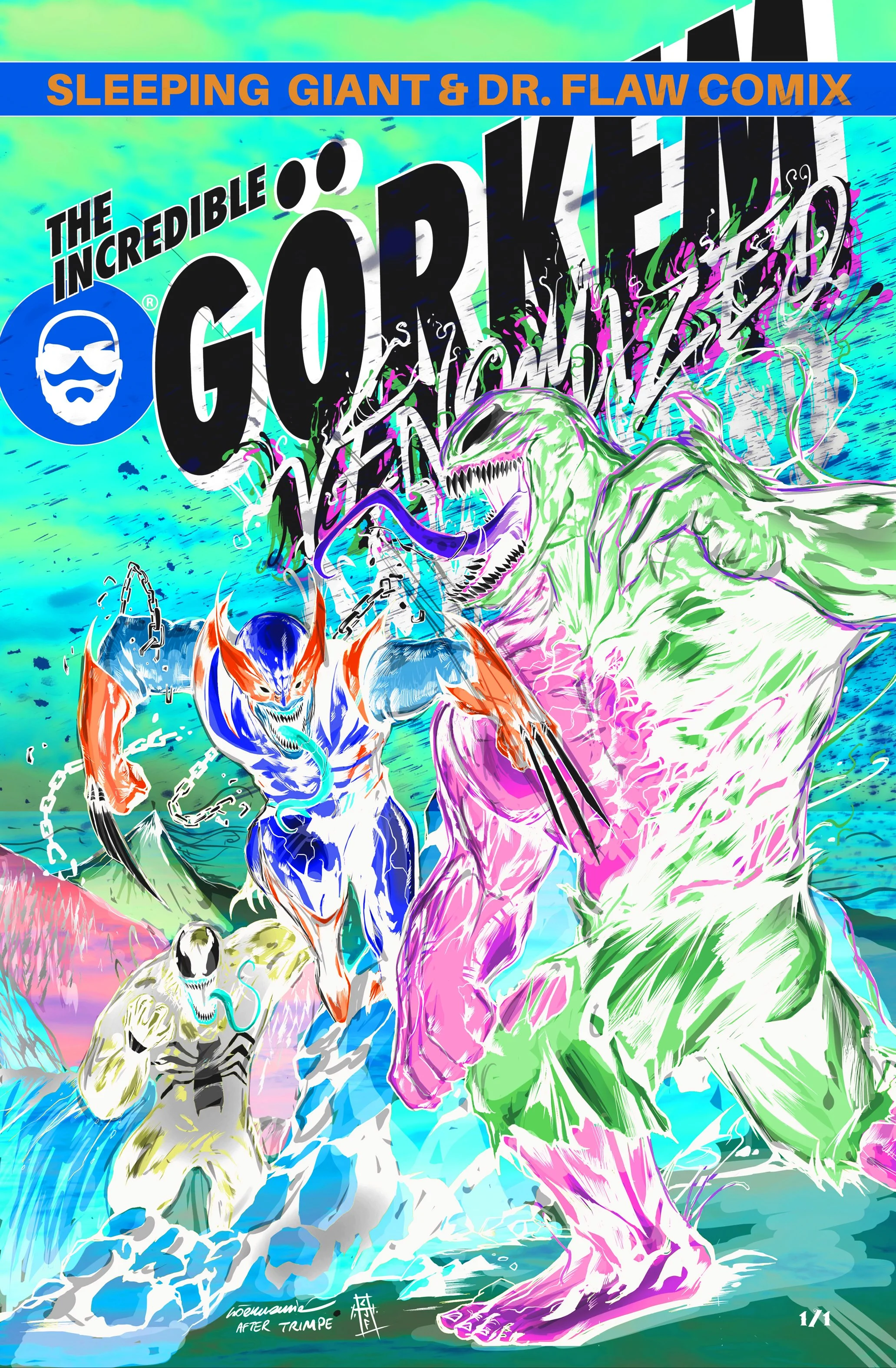 The Incredible Gorkem !Negative 1/1!  (Hulk 181 Homage) A Sleeping Giant & Dr Flaw Comix SDCC Exclusive