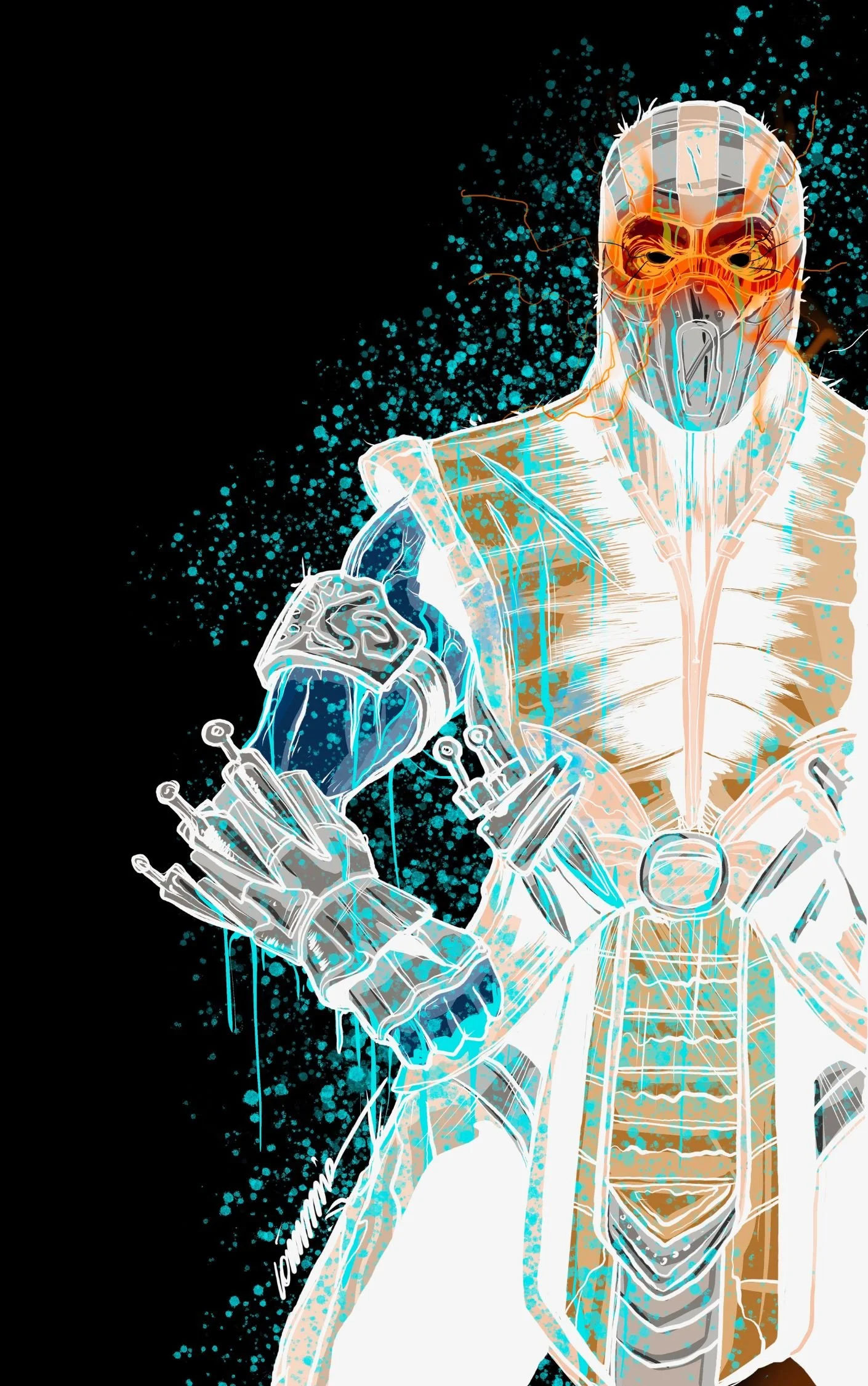 (Black Negative) Sub Zero Battle Damaged (Gorkem Demir SketchBook) a Victorious Comics & Dr. Flaw Comix !!!Flawless Victory!!!
