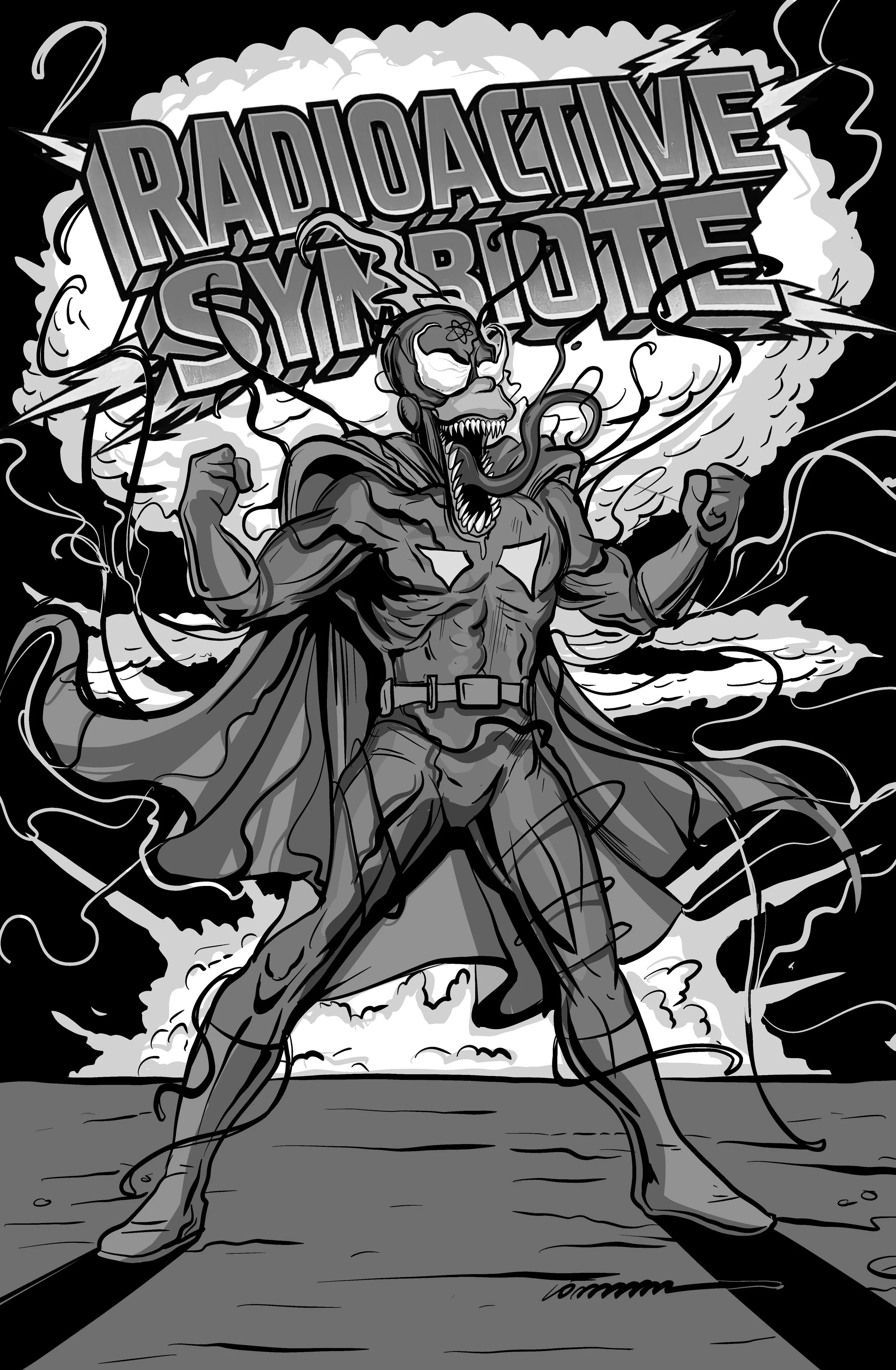 Symbiote Man !B/W! (Gorkem Demir Sketchbook) !Radioactive Man Homage! A Heavy Mental & Dr. Flaw Comix C2E2 Exclusive