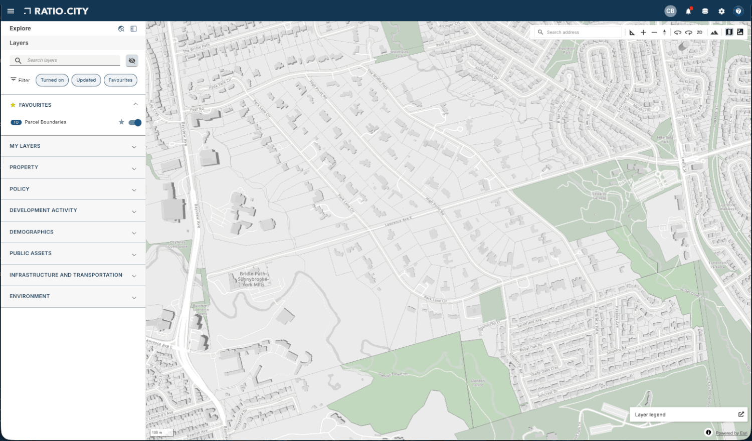 Ratio.City secondary panel showing dataset information
