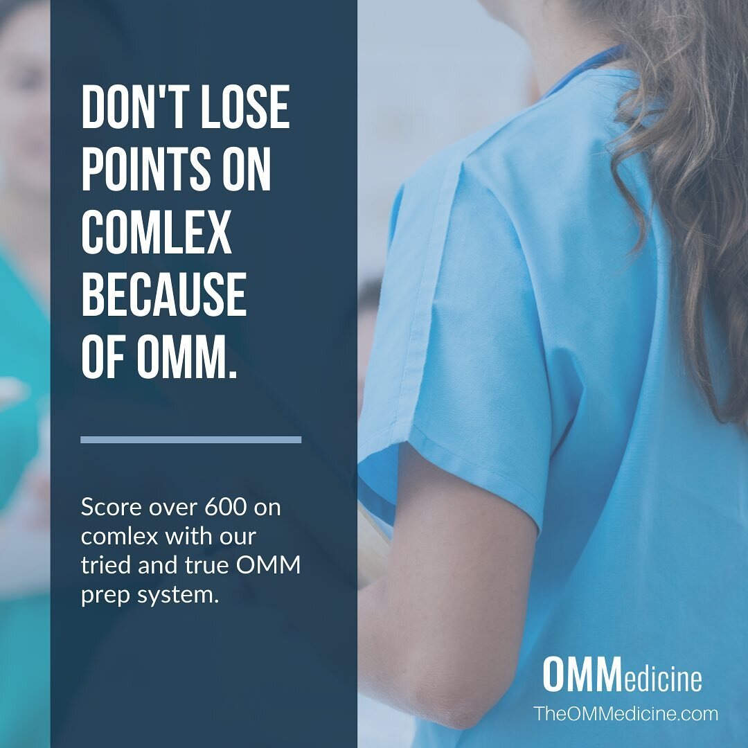 Don&rsquo;t leave any points on the table! Up to ~20% of the COMLEX exam may test OMM/Osteopathic medicine topics. This is TOO LARGE of a topic to ignore and lose EASY points on. Ensure you get as many points on OMM as possible with our high yield OM
