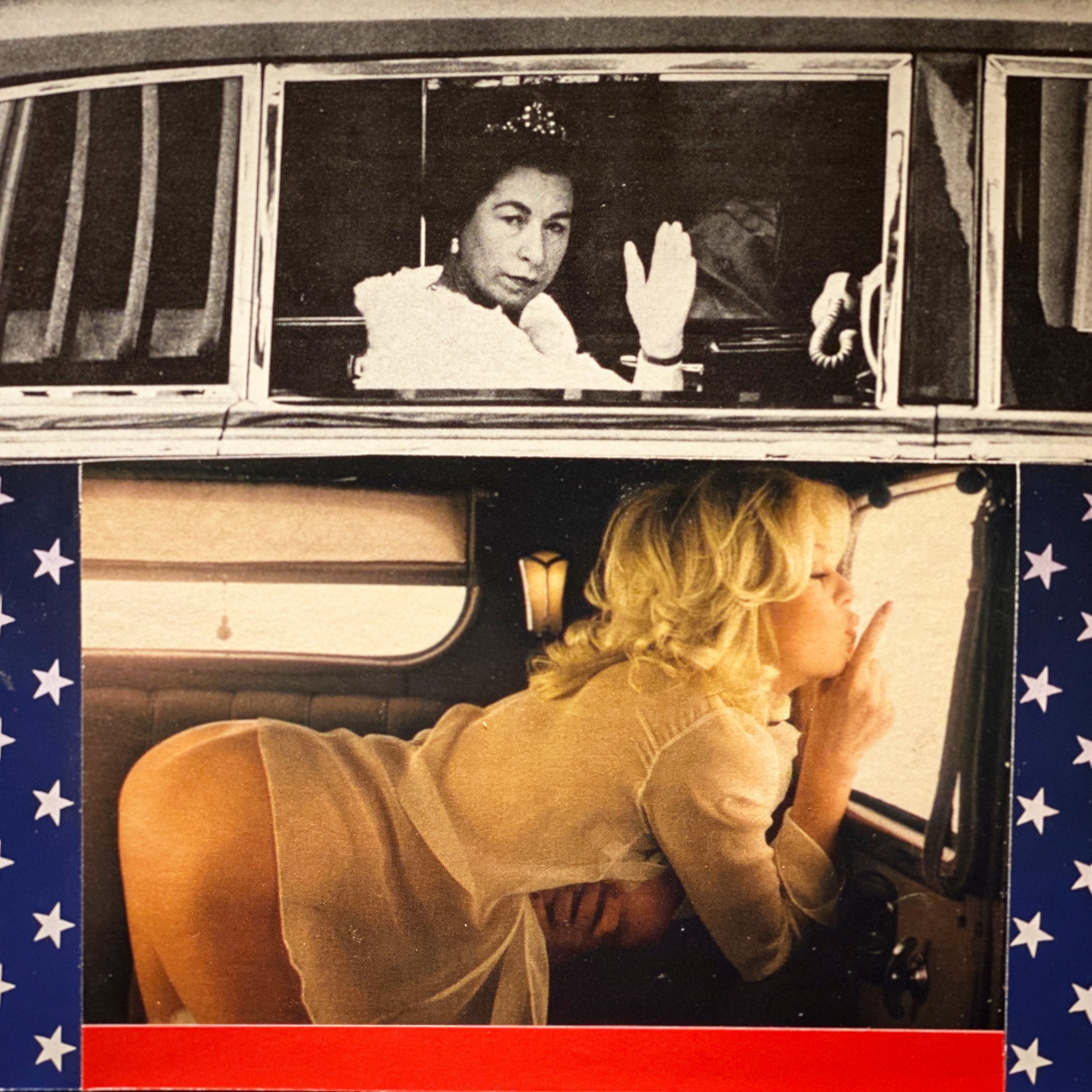 "At the Stop Light", 2020, Hand cut paper collage on board with resin, unframed, 7x7"