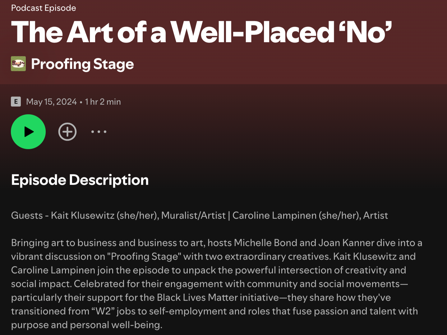  The Art of a Well-Placed 'No'  
Proofing Stage Podcast, May 15, 2024