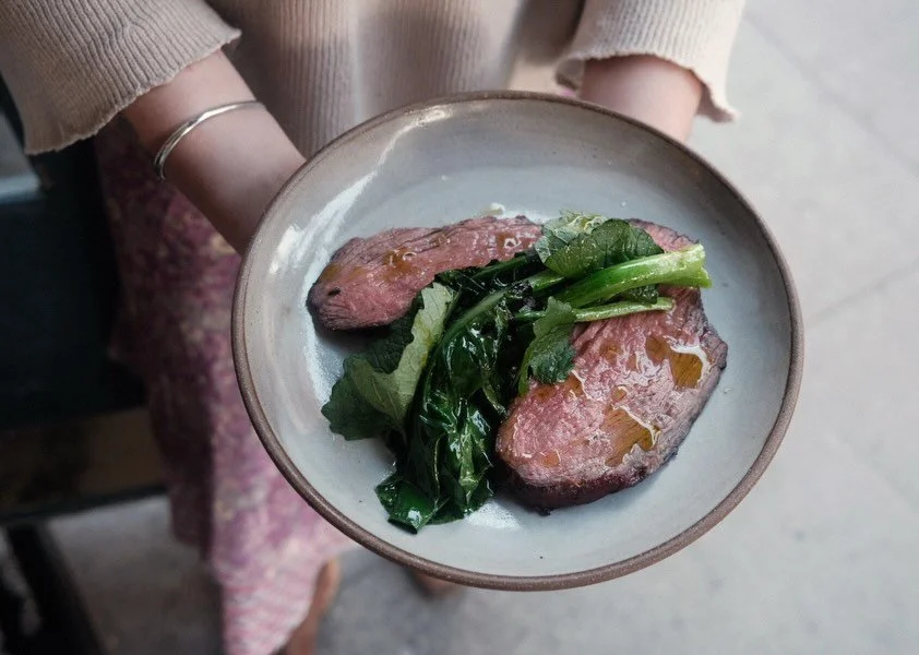 Spring dishes rolling in ‼️sirloin flap grilled to a perfect medium rare, with Balinese sambal, bone marrow vinaigrette, and komatsuna. Razor clams from Duxbury Mass, in a celery &amp; sorrel juice, with avocado and crispy guajillo chilis. This &amp;