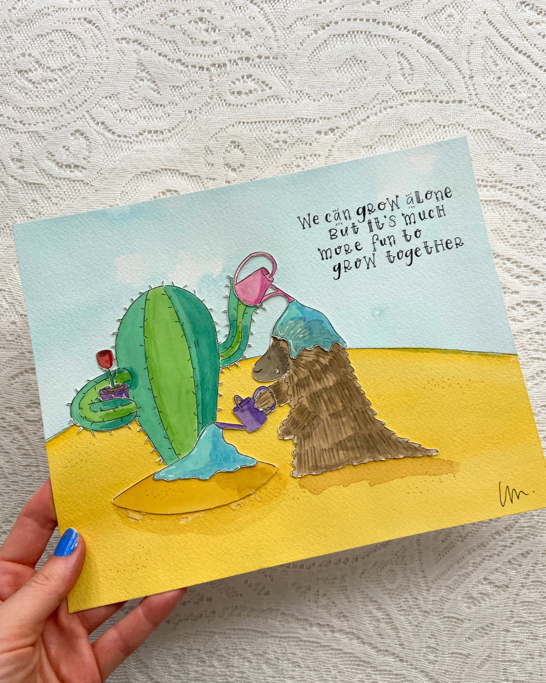 Grow Together - 8x10" Original Watercolour Collage Painting