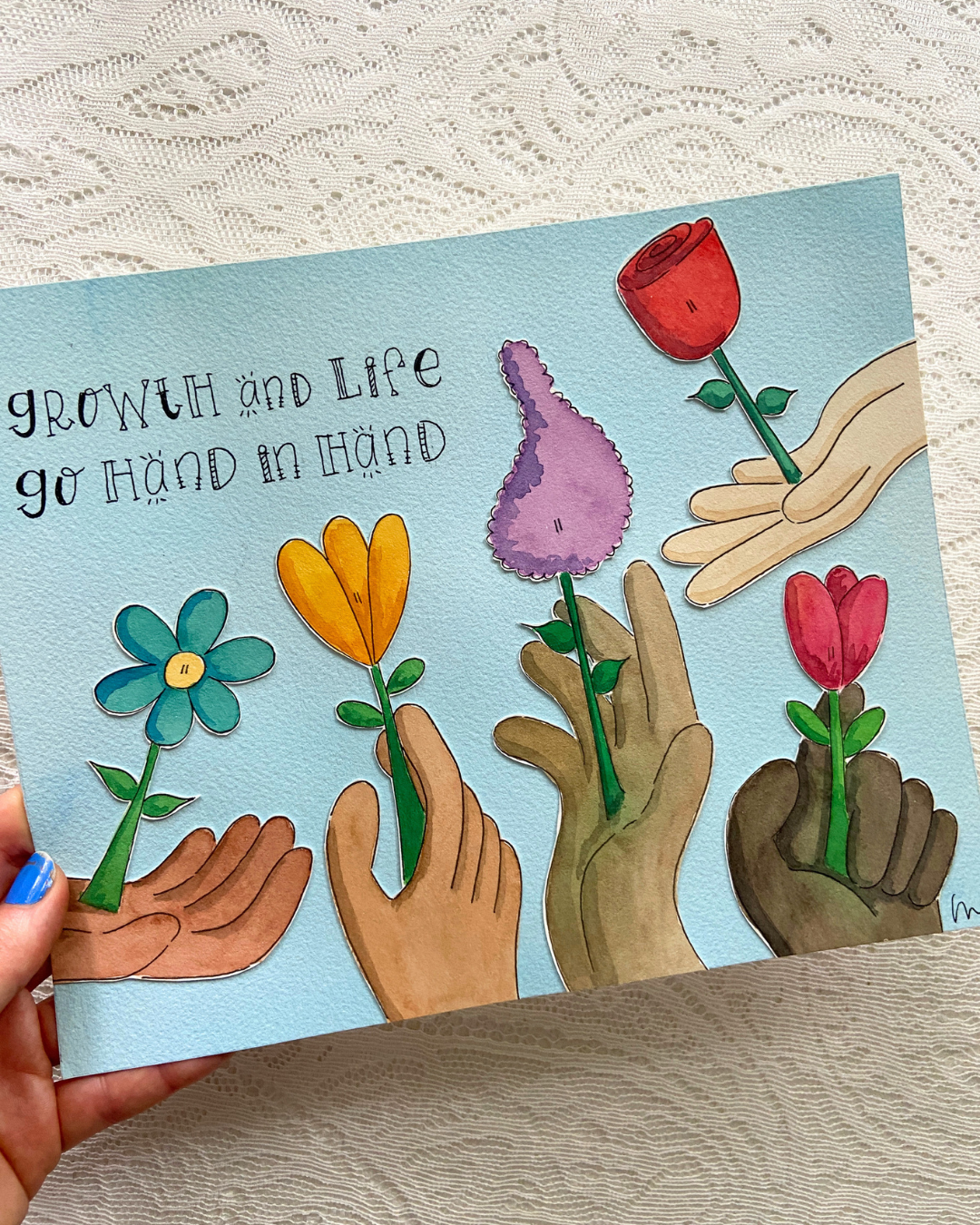 Growth and Life - 8x10" Original Watercolour Collage Painting