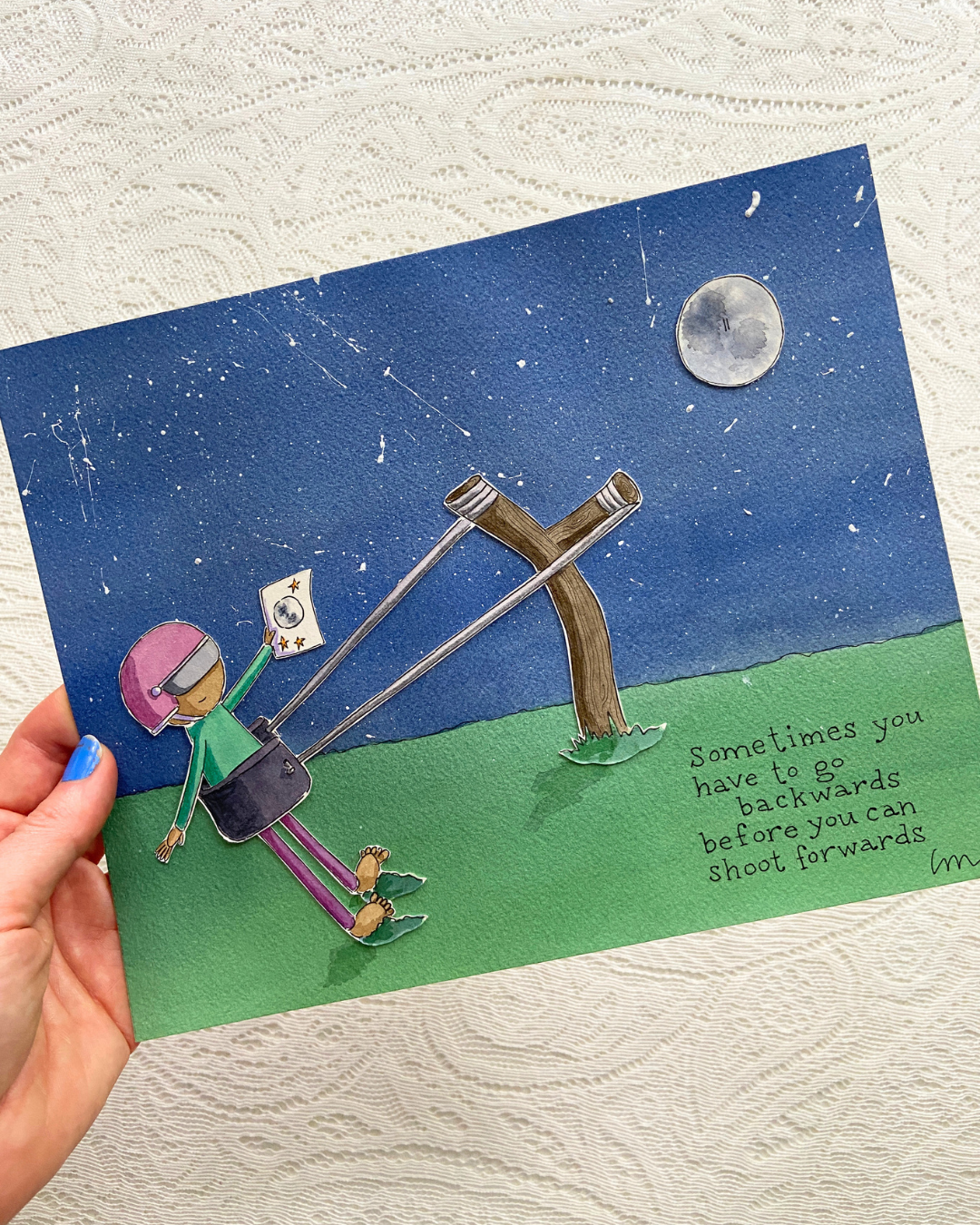 Shoot Forwards - 8x10" Original Watercolour Collage Painting