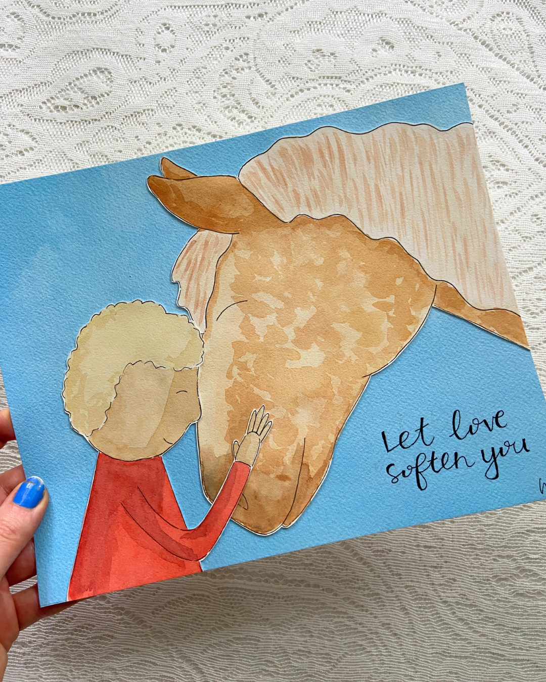 Soft Love - 8x10" Original Watercolour Collage Painting