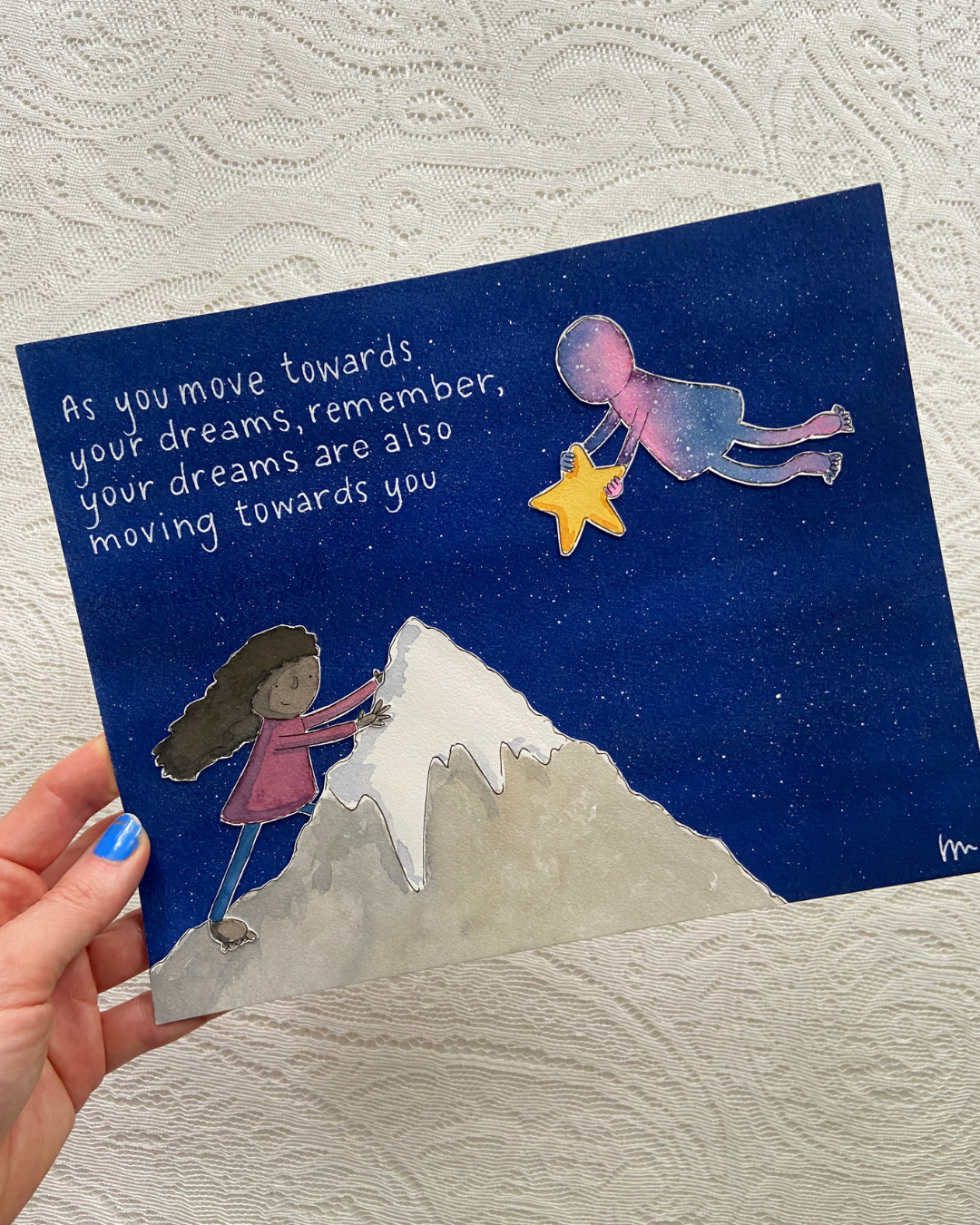 Towards Your Dreams - 8x10" Original Watercolour Collage Painting