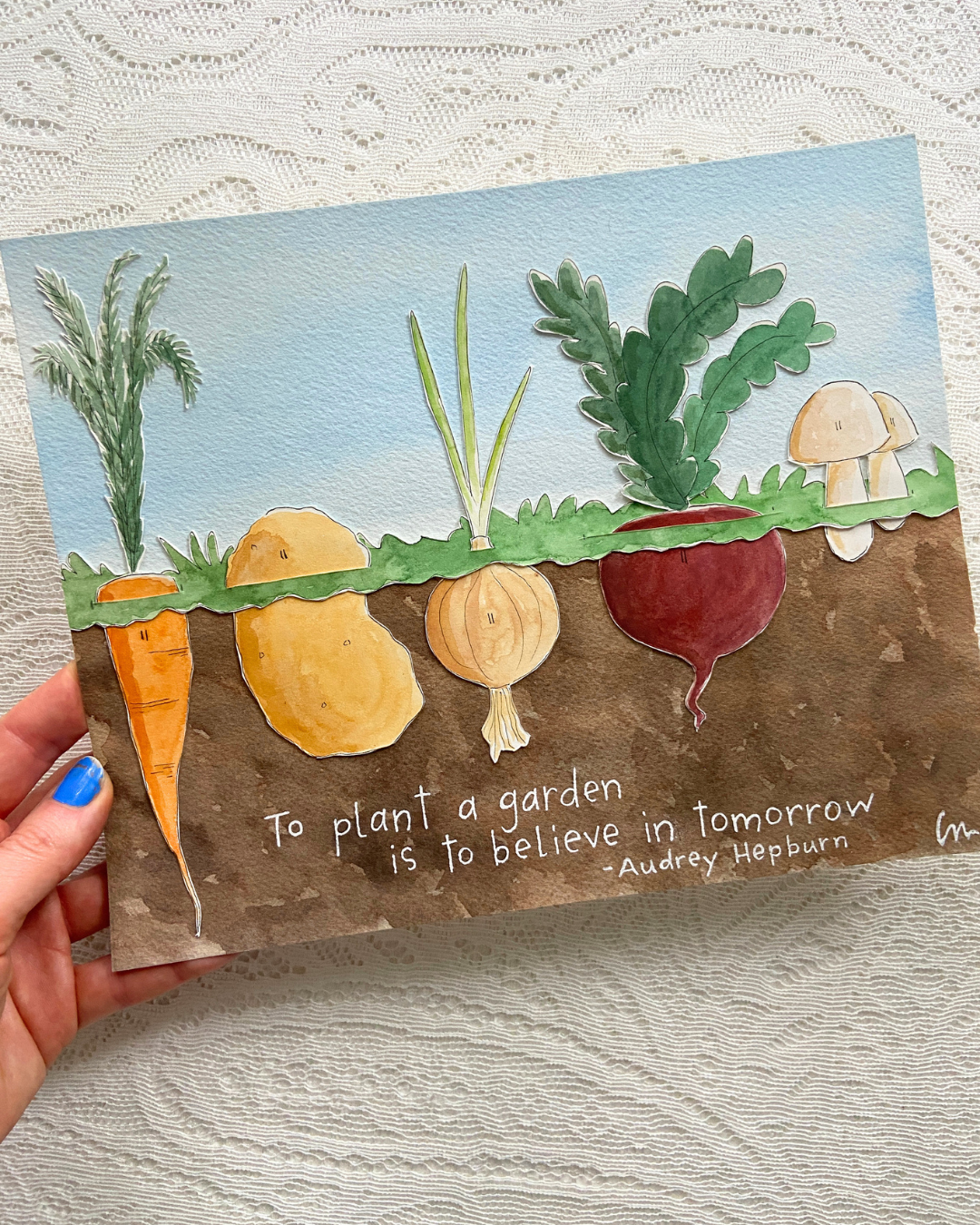 Garden of Tomorrow - 8x10" Original Watercolour Collage Painting