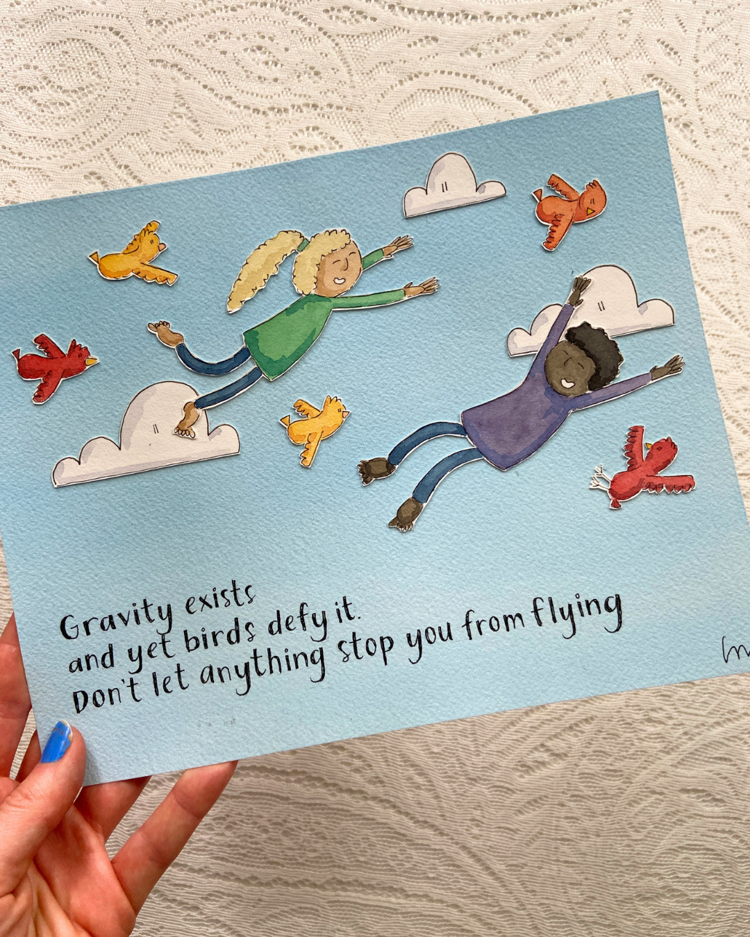 Gravity - 8x10" Original Watercolour Collage Painting