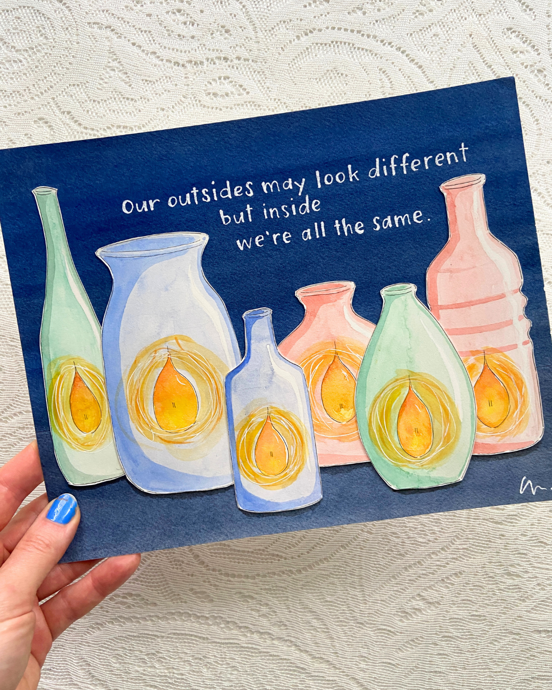 Inner Flame - 8x10" Original Watercolour Collage Painting