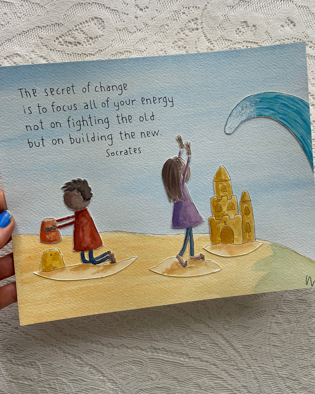 Sandcastles - 8x10" Original Watercolour Collage Painting