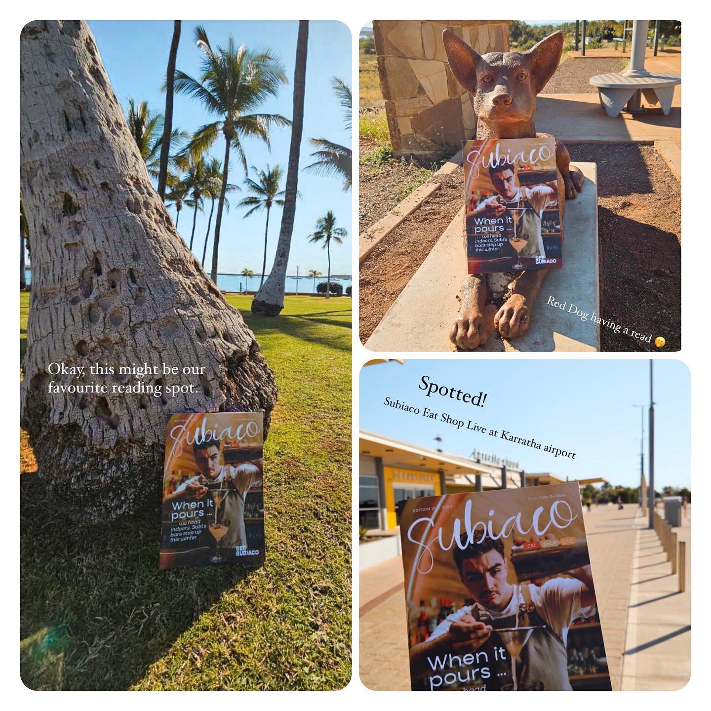 SPOTTED in Karratha - what a well-travelled magazine ✈️

If you&rsquo;d like to reach readers all over WA in the bumper summer/Christmas issue of Subiaco: Eat Shop Live, drop us a DM or email shelley@galleypress.com.au

Spots are filling up FAST 💨 
