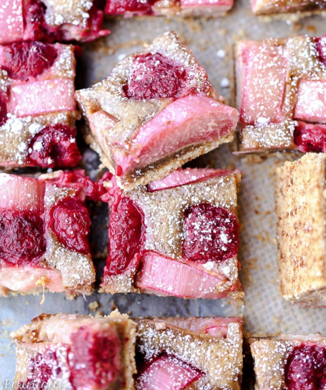 Raspberry Rhubarb Almond Slices