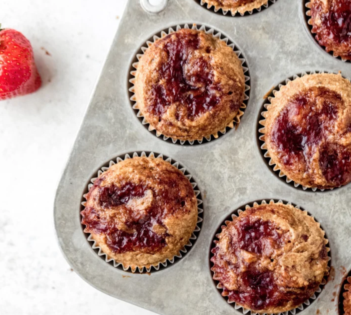 Strawberry Almond Butter Muffins