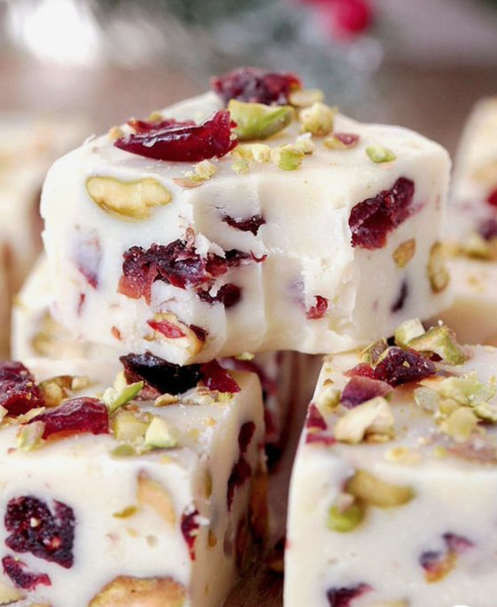 Cranberry Pistachio White Fudge