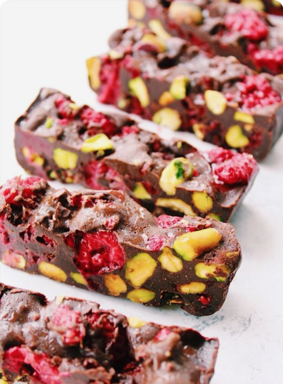 Pistachio and Raspberry Chocolate Fudge