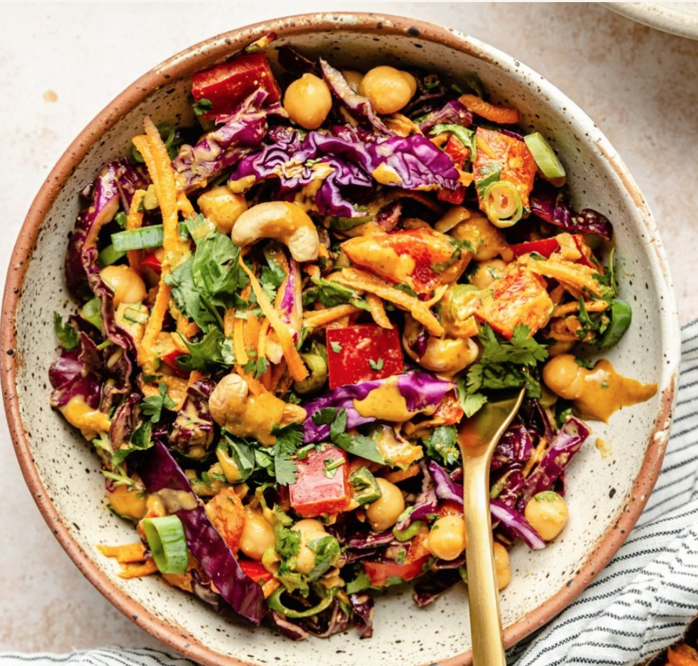 Thai Chickpea Salad with Curry Peanut Dressing