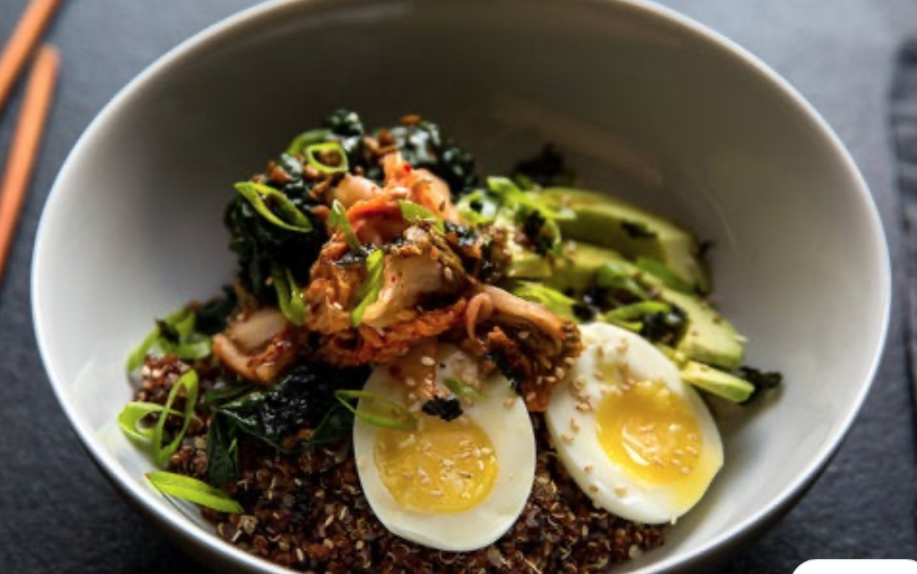 Quinoa Rice Bowl with Kale and Kimchi