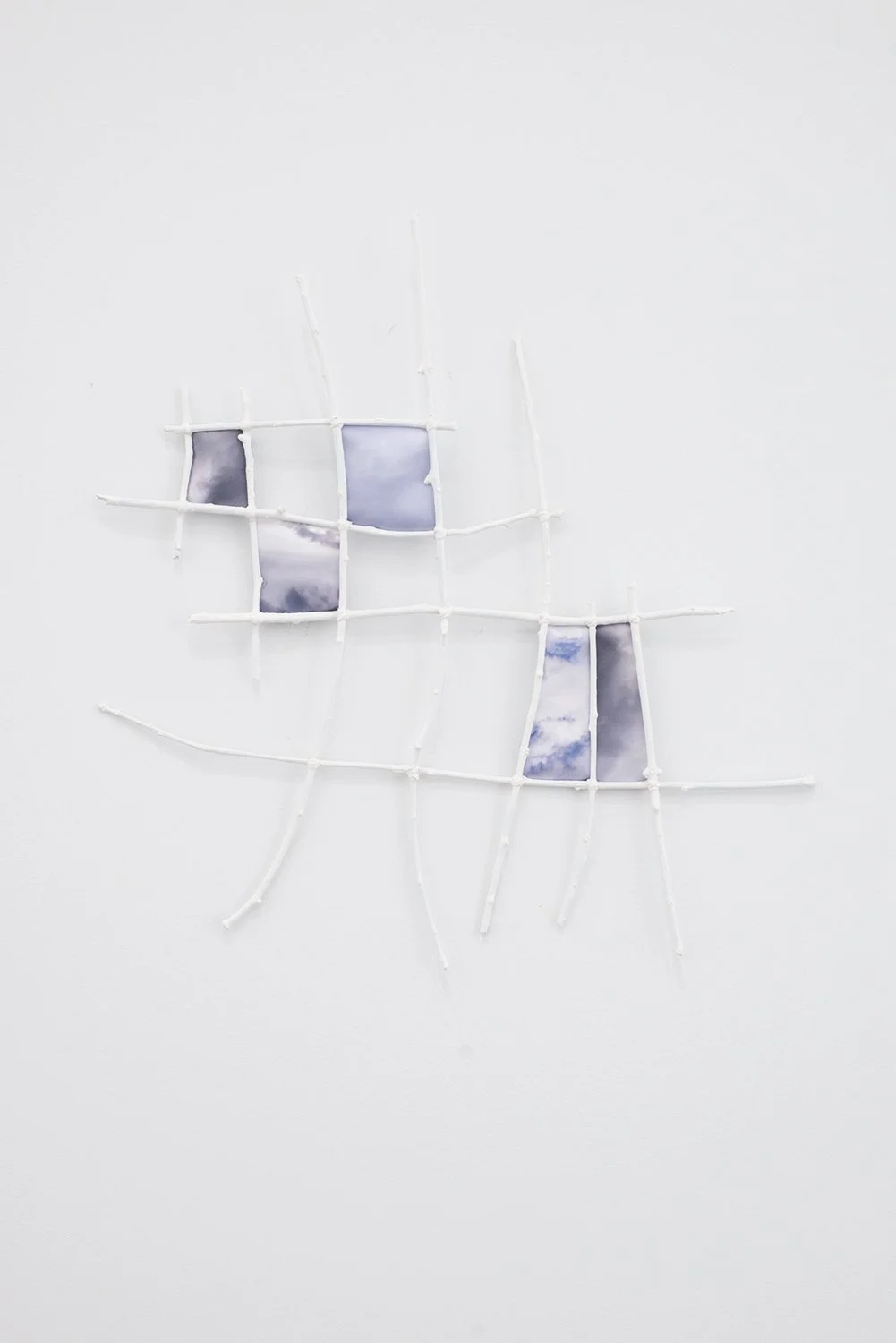 Capucine Bourcart_CLOUDS PASSING #4_2025_Branches, acrylic paint, photograph printed on fabric_18.5x17.75x0.5 IN.jpg