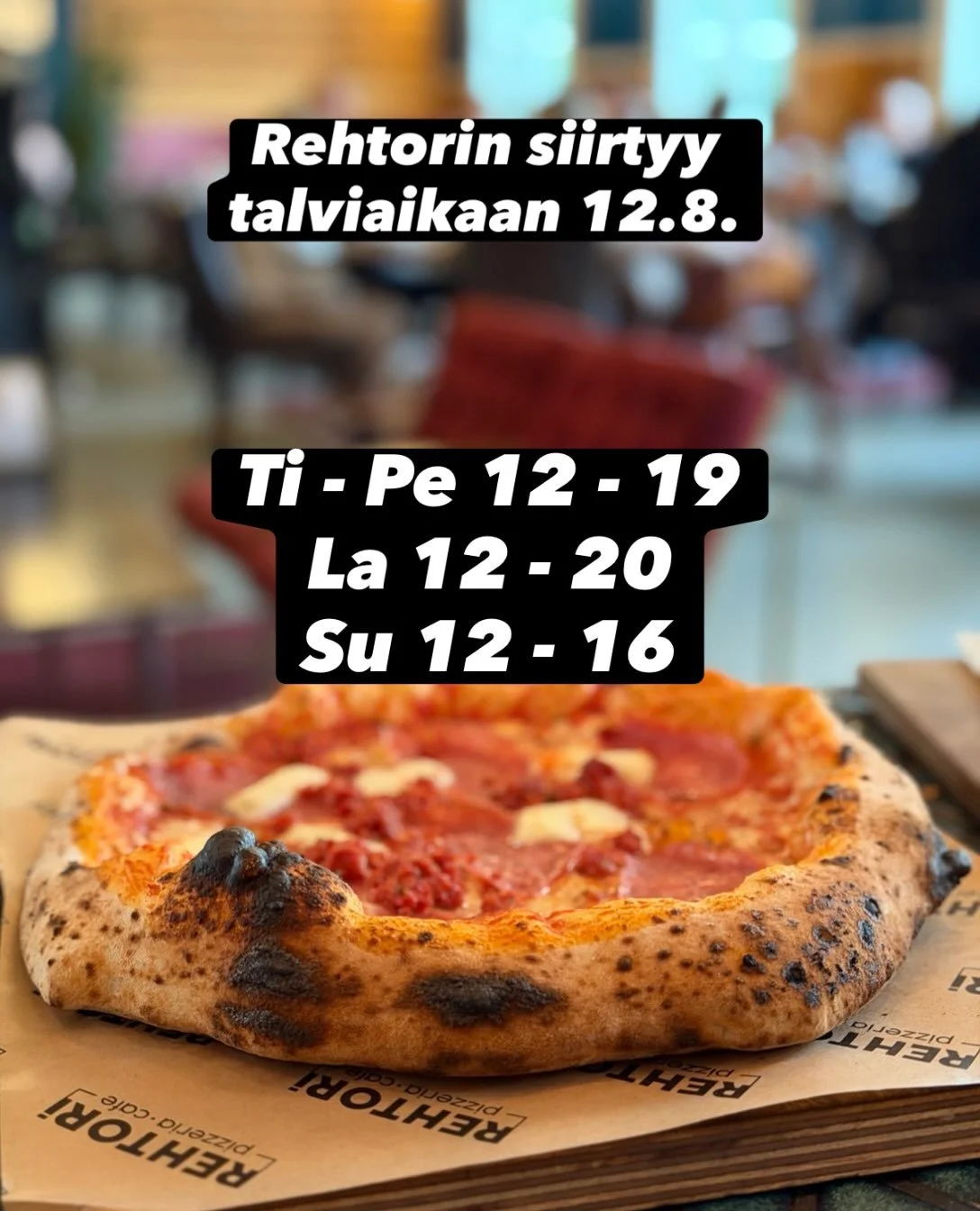 Rehtori siirtyy talviaikaan.
P&ouml;yt&auml;varaukset aukeaa 12.8. eteenp&auml;in ja Olgan farmille p&auml;&auml;see elokuussa 12-17 v&auml;lisen&auml; aikana. Farmi muuttuu itsepalvelufarmiksi. #olganfarmi #pizzeriarehtori