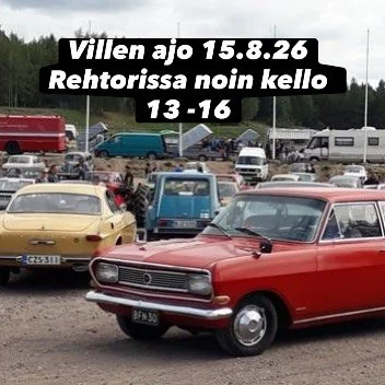 Huomenna 15.8. Rehtori saa toimia Villen ajon p&auml;&auml;tepys&auml;kkin&auml;. Noin kello 13 - 16 Rehtorin parkkipaikka t&auml;yttyy vanhoista autoista. T&auml;m&auml; tietenkin aiheuttaa pient&auml; parkkipaikkahuolta. Lauantaina tapahtuman ajan 