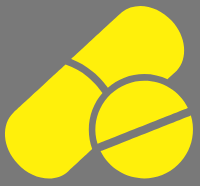 an Icon showing Close-up of yellow pills and tablets against a gray background.