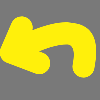 an Icon showing Yellow shape on gray background resembling an abstract number or symbol.