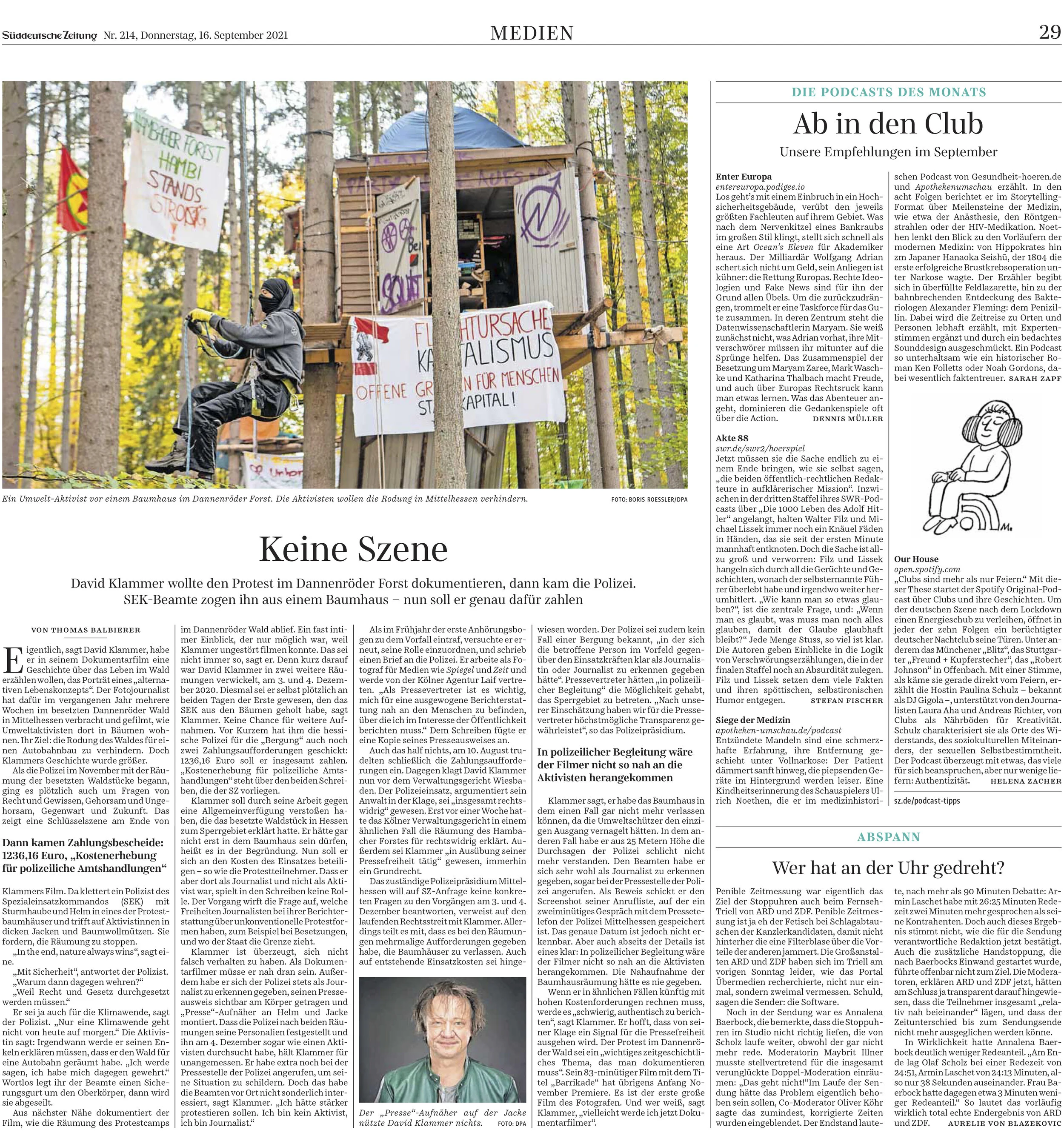 SZ schreibt über meine Klage gegen das Land Hessen und Pressefreiheit
