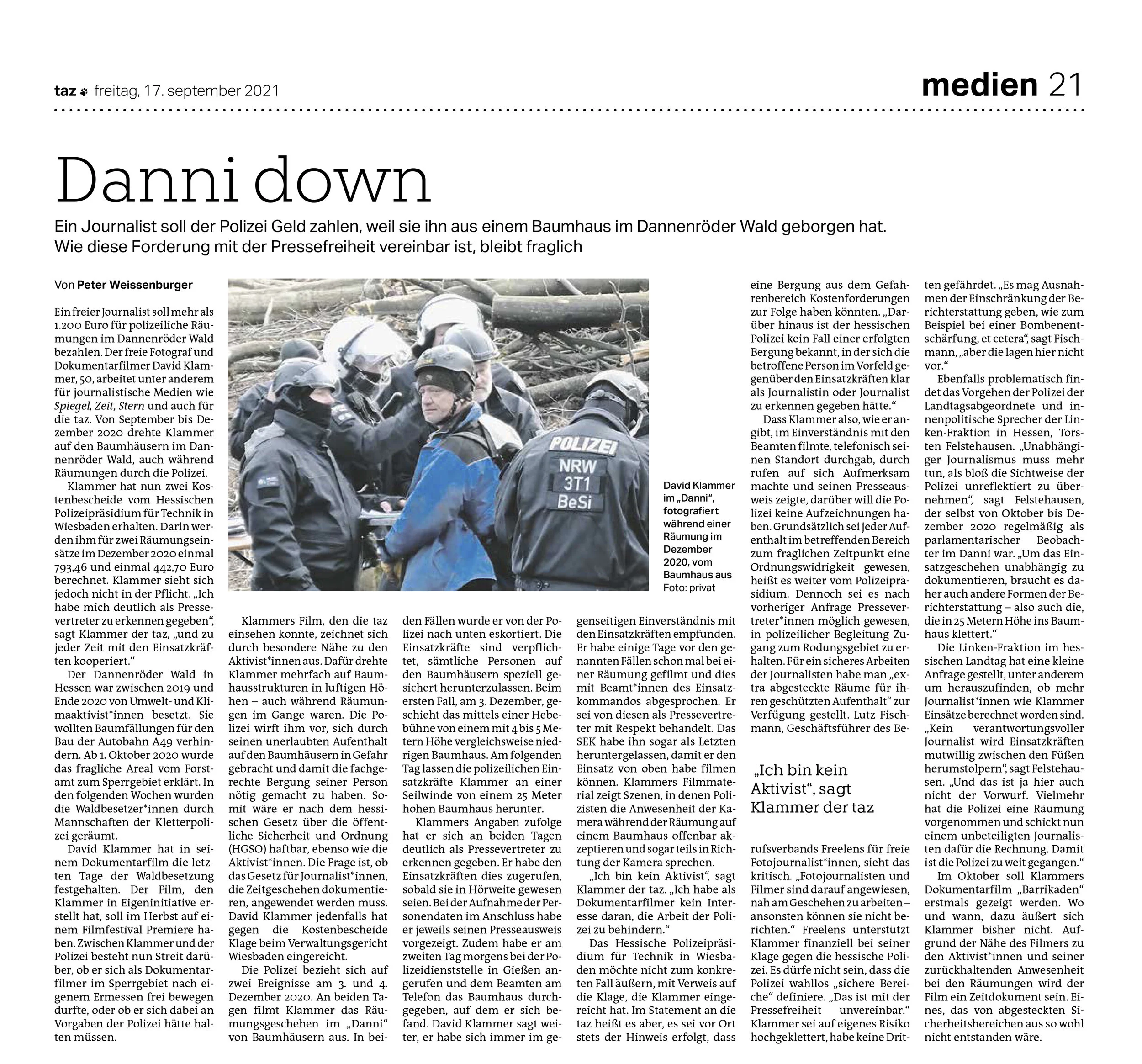 Aus der TAZ "Danni Down"