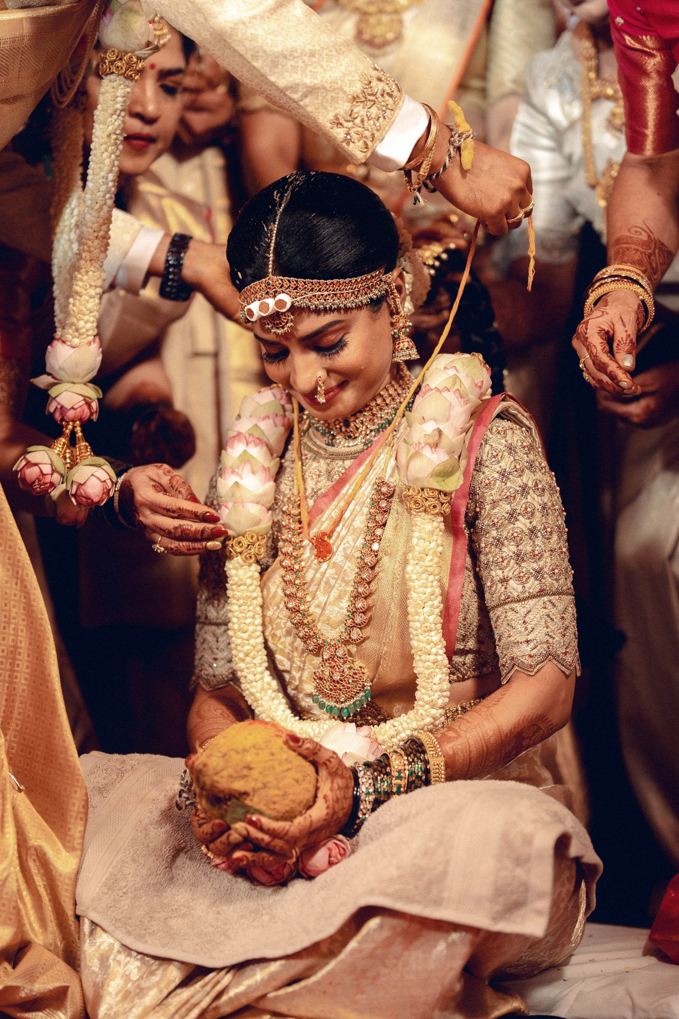 candid moment of a bride during her wedding