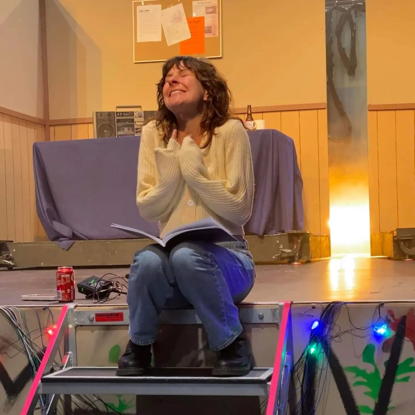 This photo that the wonderful @staccas1 took of me giving notes to the cast of Stranger Sings after the first time I saw the show during the run pretttty much encapsulates how I feel about the whole experience.

Overjoyed. 🤗
Proud. ❤️
In awe. 😯
Jus