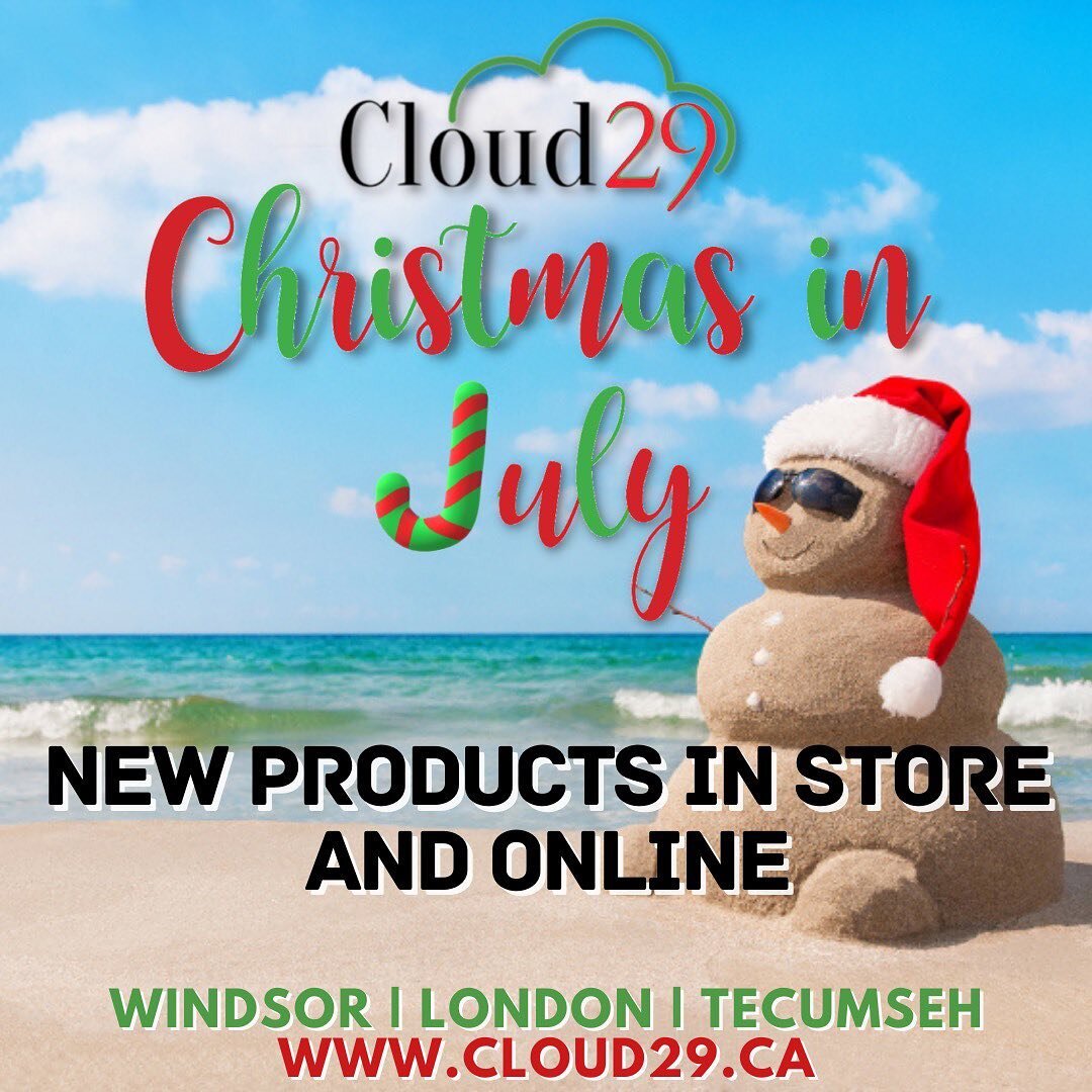 Yes it&rsquo;s true&hellip; Christmas in July is real! 🎁 
Soooo many new products to try in store and online now! 

Go check them out! www.Cloud29.ca💚

Windsor: 
300 Cabana Rd E.

London: 
660 Richmond St 
(Downtown Richmond Row)

Tecumseh (Food Ba