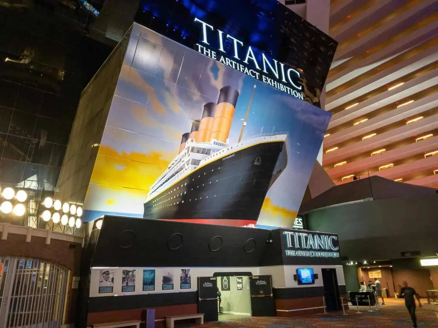 The entrance to the Titanic Exhibit in the Luxor Hotel where kids can learn the history of this famous ship.