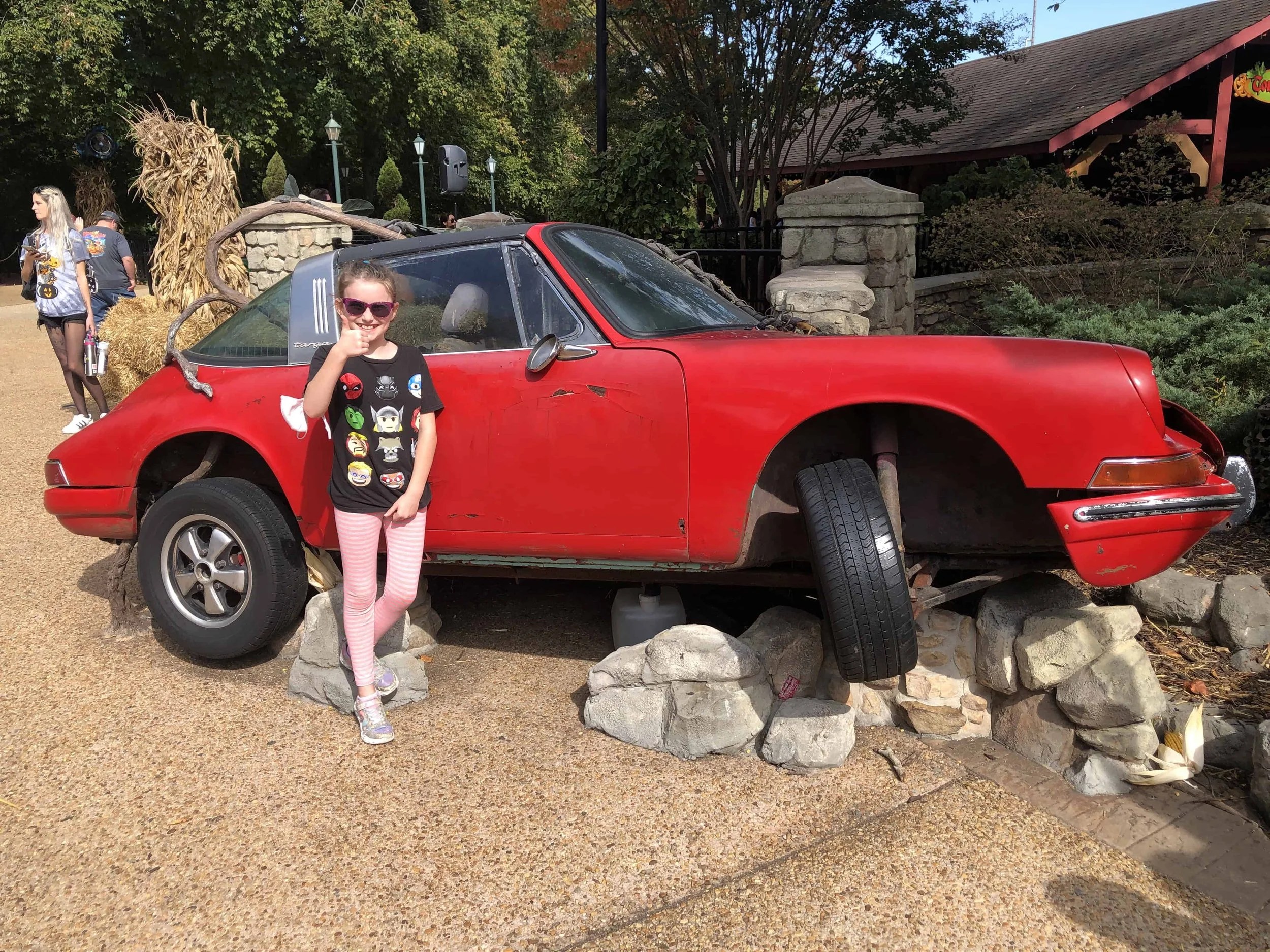 Sophie, after conquering Busch Gardens Williamsburg's Verbolten for the very first time!