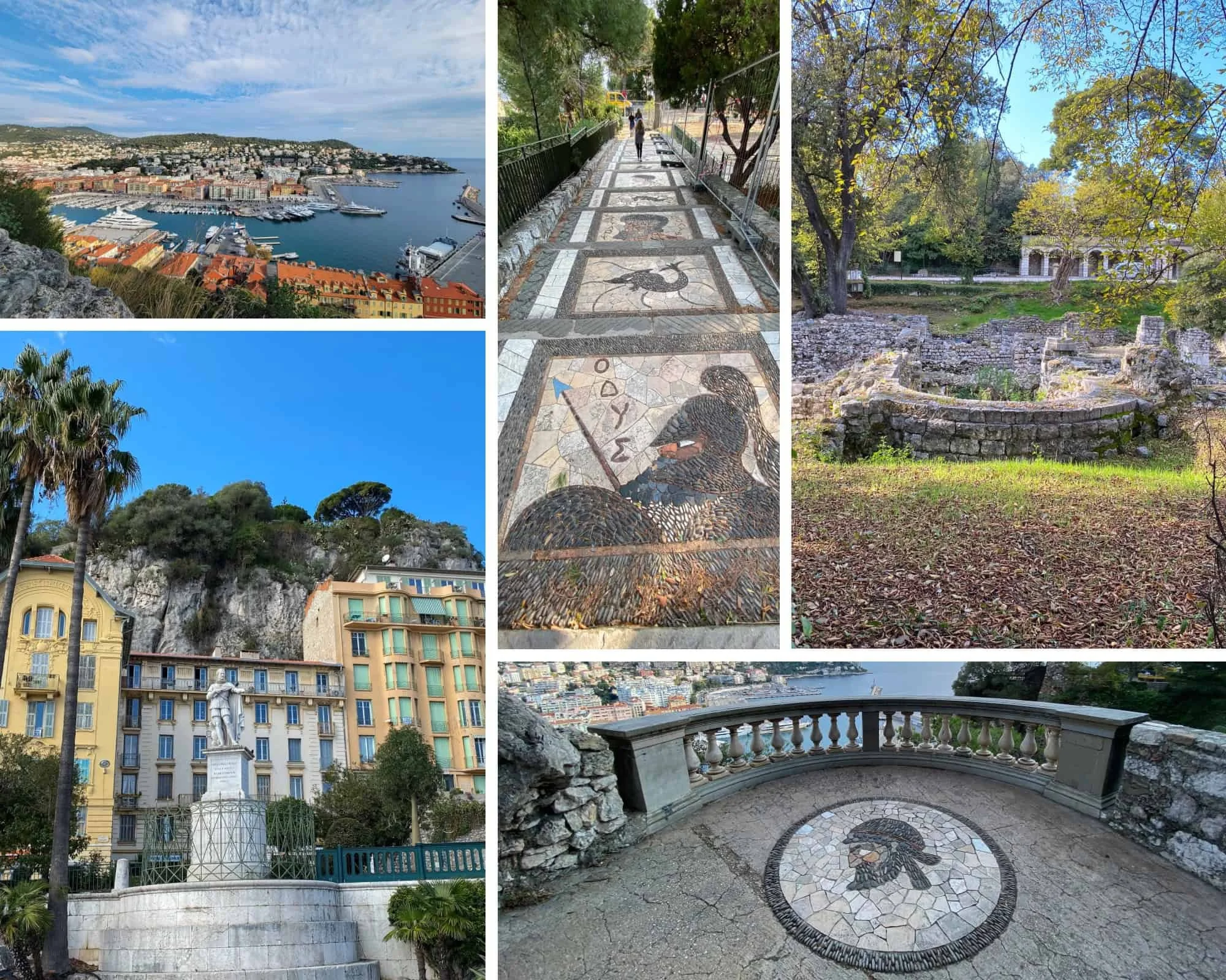 Castle Hill Colline du Chateau panoramic view over Nice France with the Mediterranean Sea and Alps