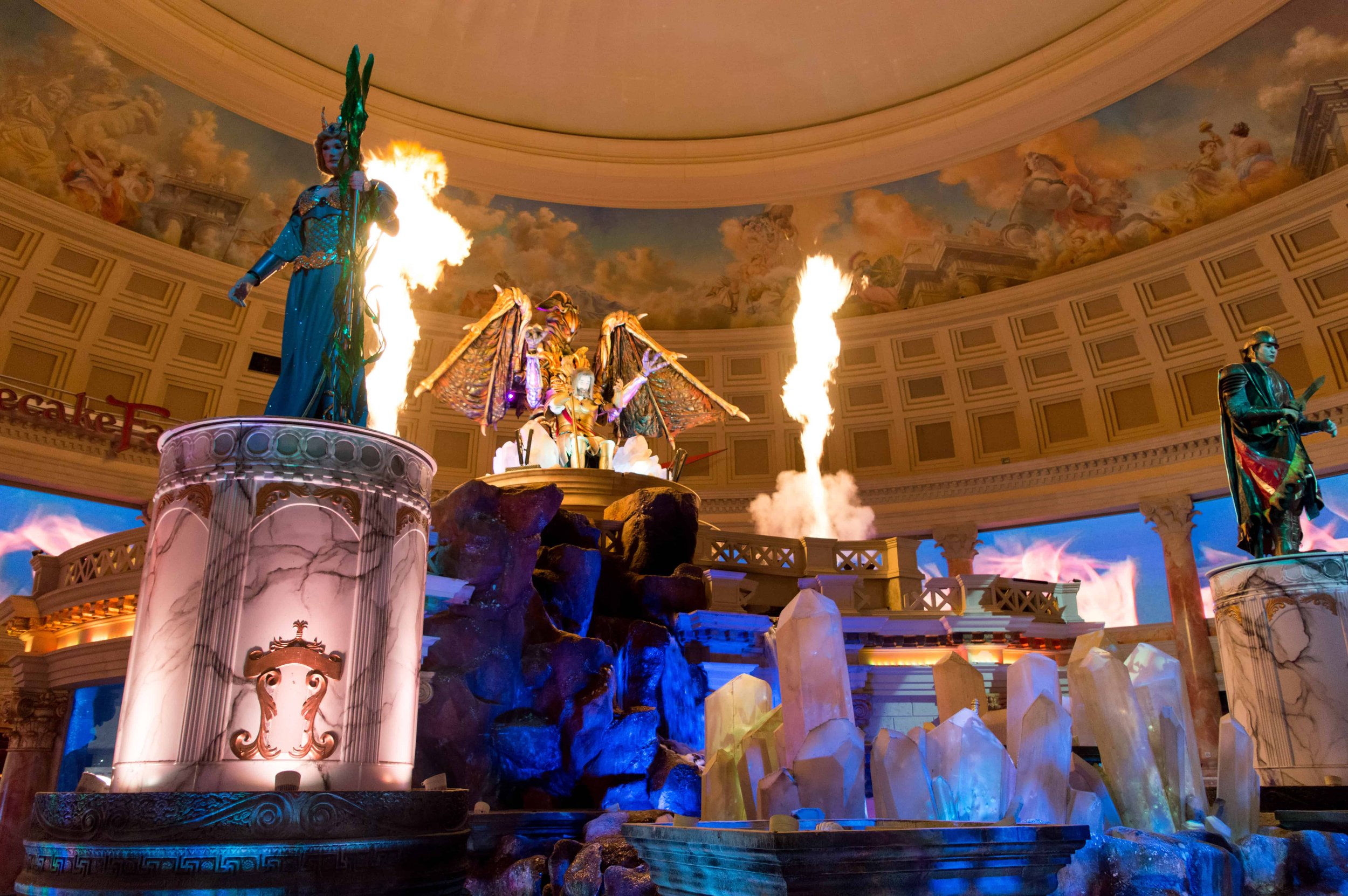 Fall of Atlantis animatronic show at Caesars Palace Forum Shops. Free indoor entertainment in Las Vegas.