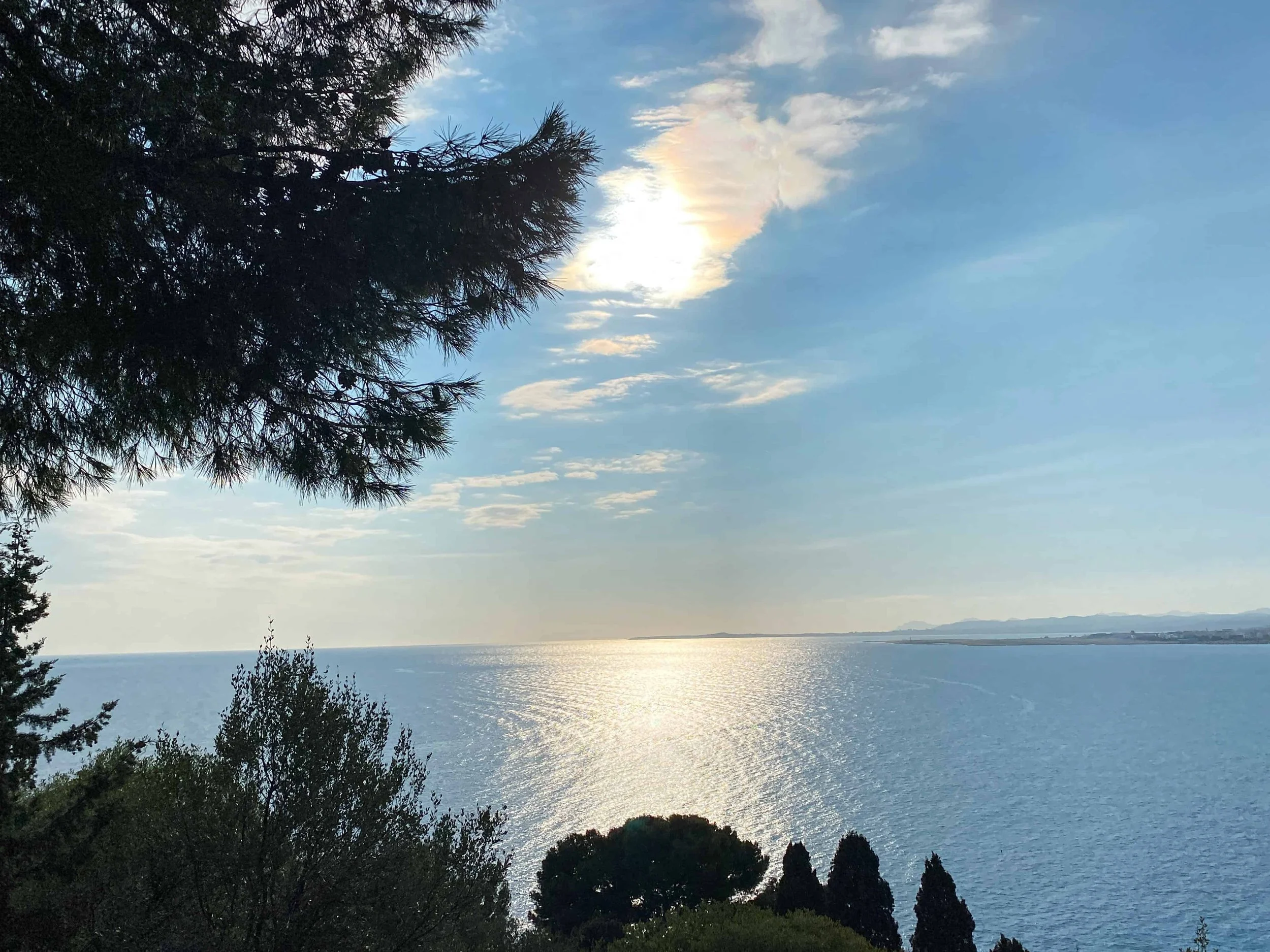 View of the Mediterranean Sea coastline of Nice France from Colline du Chateau Castle Hill