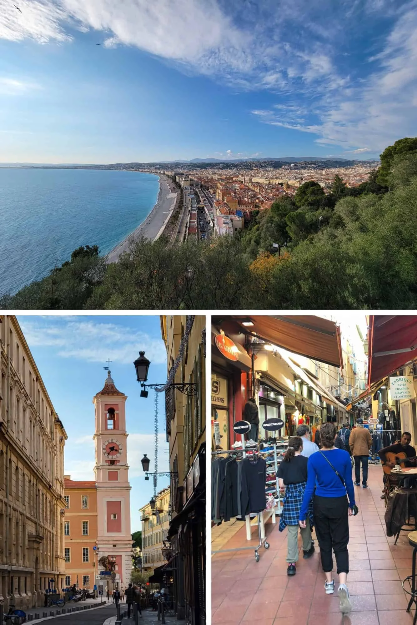 Narrow cobblestone streets and colorful buildings of Vieux Nice Old Town France in autumn