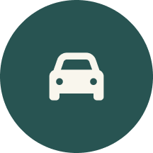 Car icon on green circular background