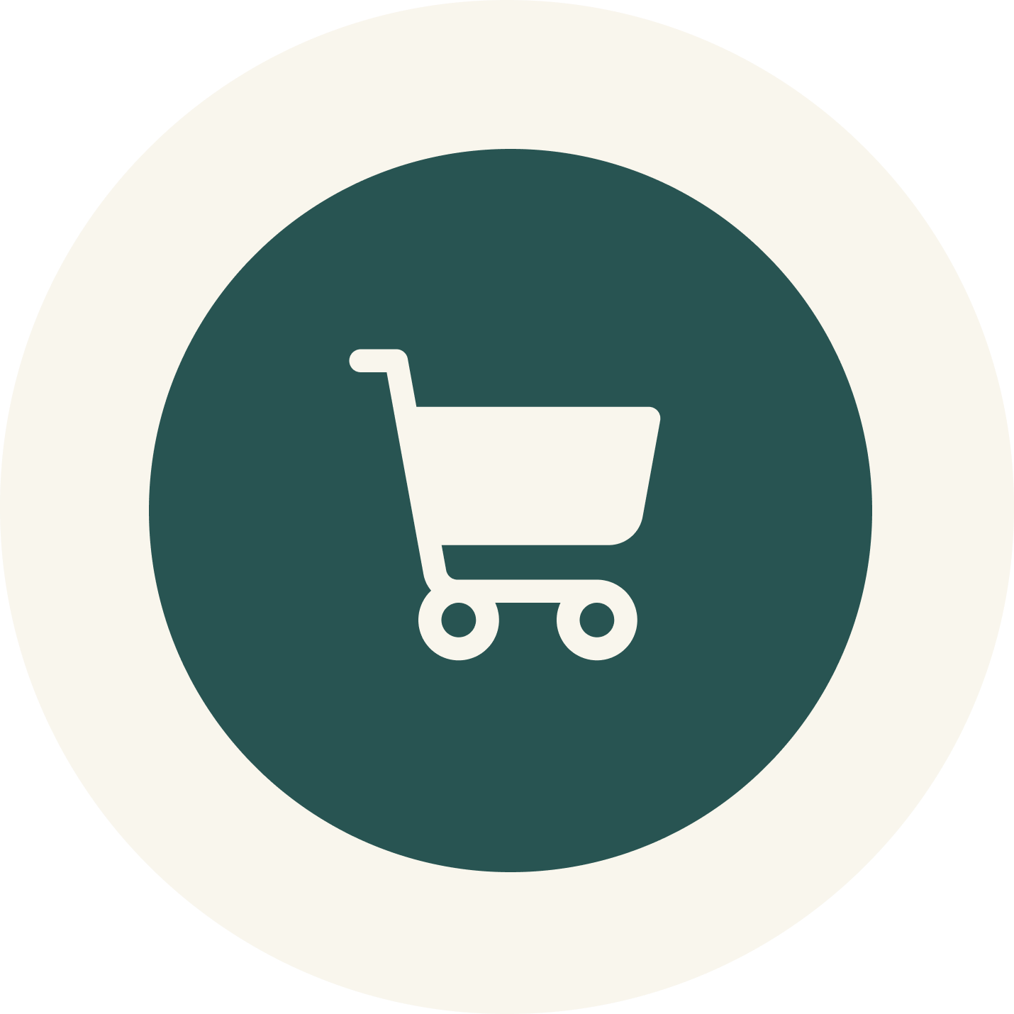 Icon of a shopping cart inside a green circle, with a white border.
