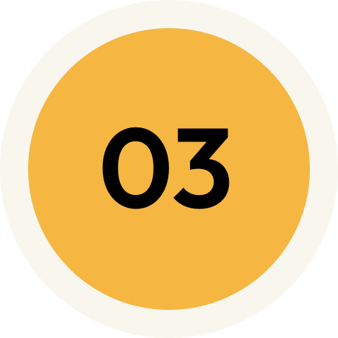 Number three inside a yellow circle with a white border.
